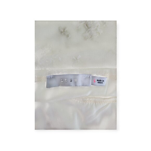 Lush Cream Lace Rosette Camisole Cropped Mesh Feminine Coquette Top Romantic Y2K - Picture 9 of 10